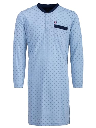 Henry Terre Nachthemd Herren Langarm Kompass Brusttasche Knopfleiste Größe M-3XL, Farbe:hellblau, Größe:L von Henry Terre