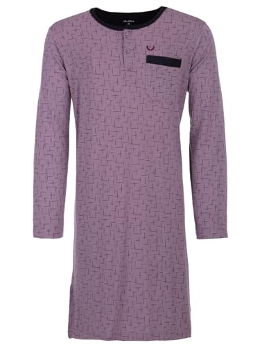 Henry Terre Nachthemd Herren Langarm Muster Brusttasche Knopfleiste M-3XL, Farbe:rot, Größe:XXL von Henry Terre