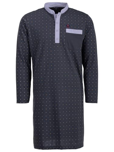 Henry Terre Nachthemd Herren Langarm Punkte Brusttasche Schlafshirt Größe M-3XL, Farbe:anthrazit, Größe:XXL von Henry Terre