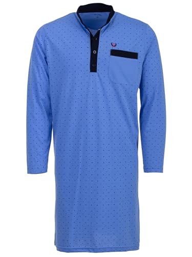 Henry Terre Nachthemd Herren Langarm Punkte Brusttasche Schlafshirt Größe M-3XL, Farbe:hellblau, Größe:3XL von Henry Terre