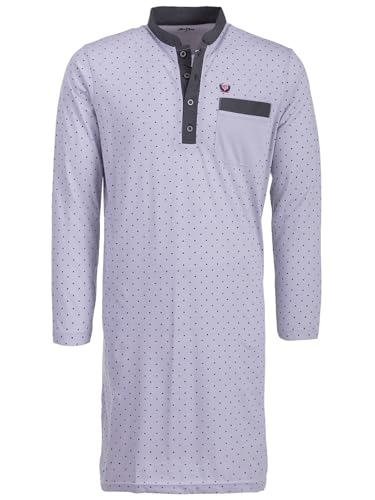 Henry Terre Nachthemd Herren Langarm Punkte Brusttasche Schlafshirt Größe M-3XL, Farbe:hellgrau, Größe:3XL von Henry Terre