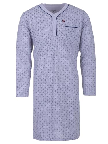 Henry Terre Nachthemd Herren Langarm Raute Muster Brusttasche Knopfleiste M-3XL, Farbe:grau, Größe:XXL von Henry Terre
