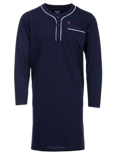 Henry Terre Nachthemd Herren Langarm Unifarben Brusttasche Knopfleiste Größe M-3XL, Farbe:Navy, Größe:3XL von Henry Terre