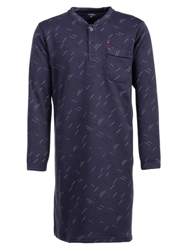 Henry Terre Nachthemd Thermo Herren Langarm Lines Design Brusttasche Knopfleiste Größe M-3XL, Farbe:Anthrazit, Größe:L von Henry Terre