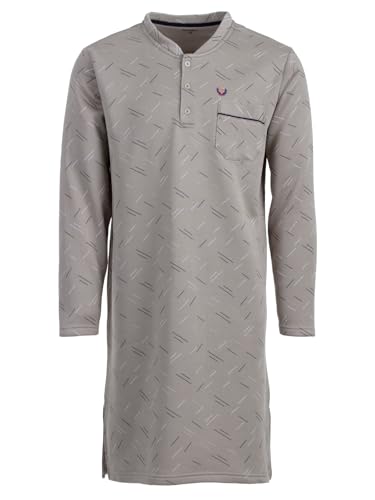 Henry Terre Nachthemd Thermo Herren Langarm Lines Design Brusttasche Knopfleiste Größe M-3XL, Farbe:Olive, Größe:L von Henry Terre