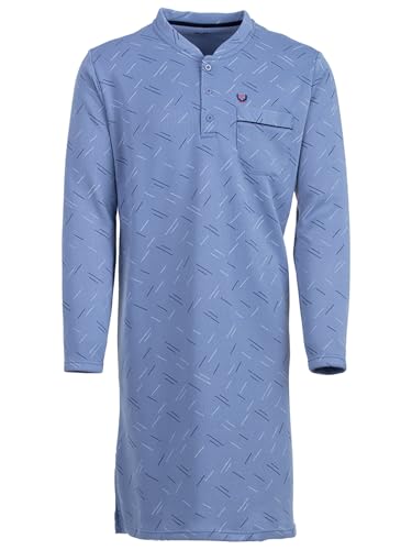 Henry Terre Nachthemd Thermo Herren Langarm Lines Design Brusttasche Knopfleiste Größe M-3XL, Farbe:blau, Größe:3XL von Henry Terre