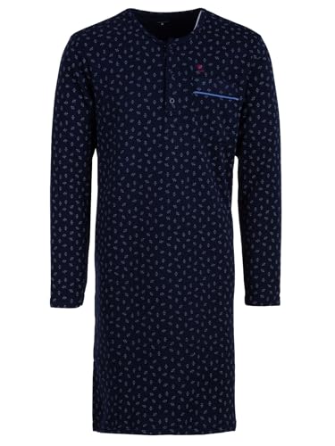 Henry Terre Nachthemd Thermo Herren Langarm Triangle Design Brusttasche Knopfleiste Größe M-3XL, Farbe:Navy, Größe:3XL von Henry Terre