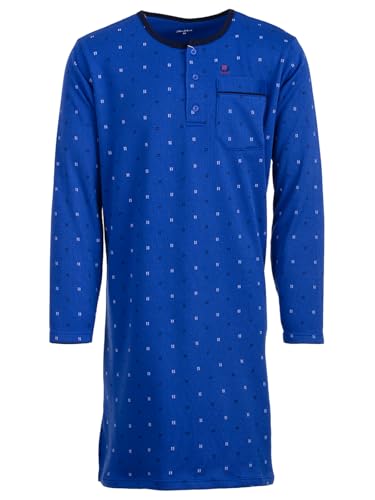 Henry Terre Nachthemd Thermo Herren Langarm Wave Design Brusttasche Knopfleiste Größe M-3XL, Farbe:blau, Größe:L von Henry Terre