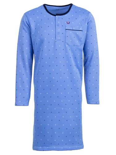 Henry Terre Nachthemd Thermo Herren Langarm Wave Design Brusttasche Knopfleiste Größe M-3XL, Farbe:hellblau, Größe:3XL von Henry Terre