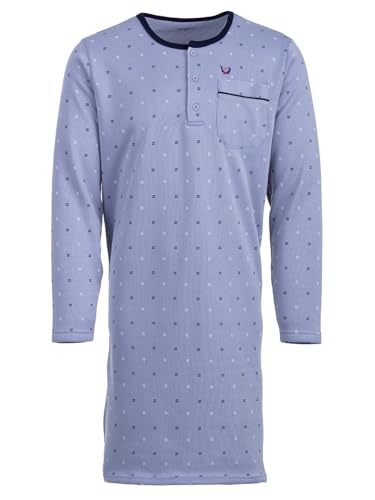 Henry Terre Nachthemd Thermo Herren Langarm Wave Design Brusttasche Knopfleiste Größe M-3XL, Farbe:hellgrau, Größe:XXL von Henry Terre