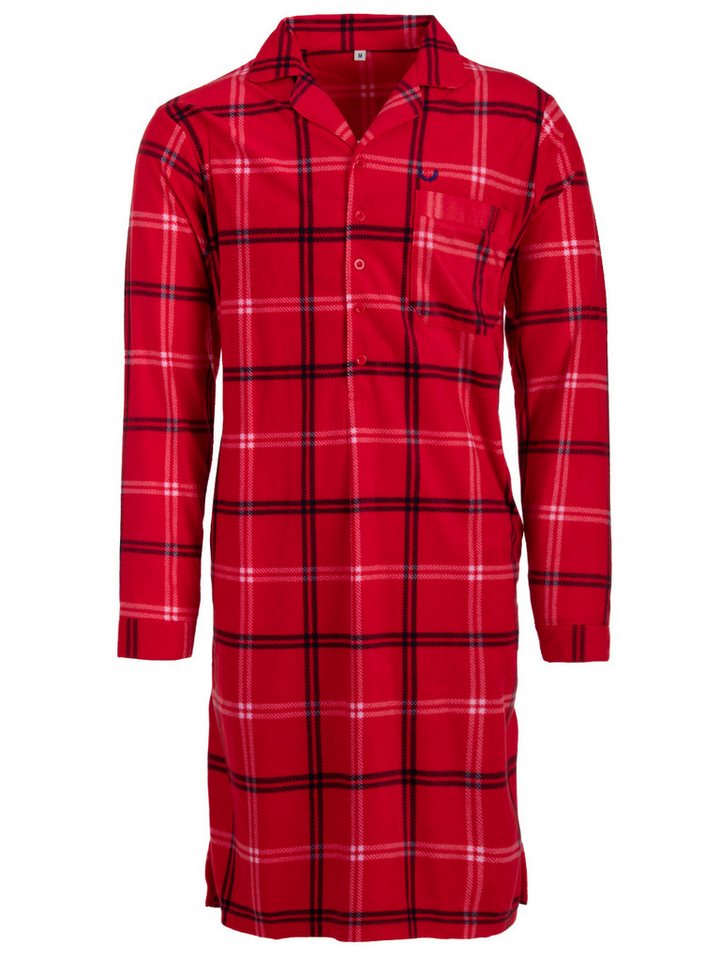 Henry Terre Nachthemd Velour Nachthemd langarm - Karo mit Umschlagmanschette von Henry Terre