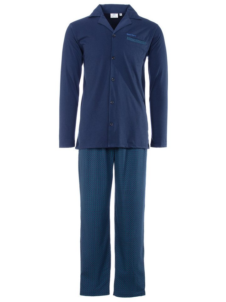 Henry Terre Pyjama Pyjama Set Langarm - Kent Oberteil uni Hose gemustert von Henry Terre