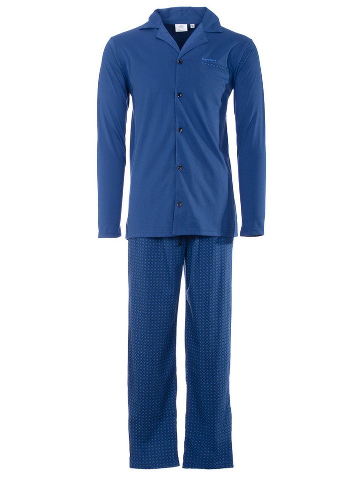 Henry Terre Pyjama Pyjama Set Langarm - Kent Oberteil uni Hose gemustert von Henry Terre