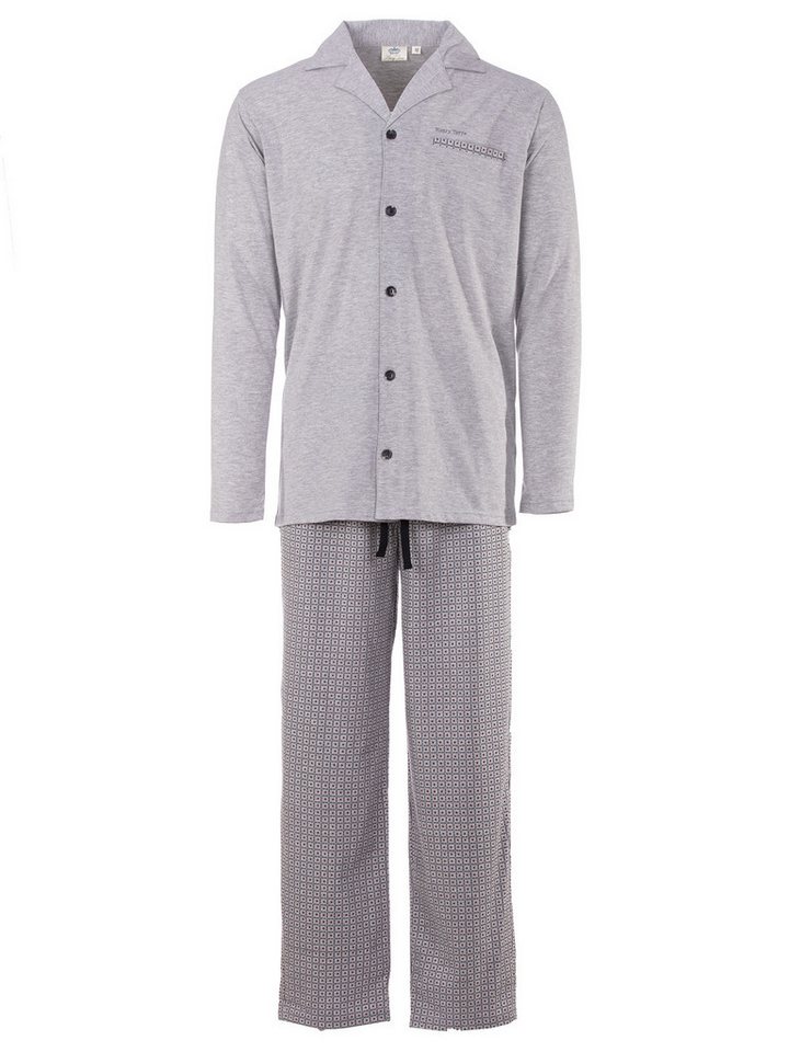 Henry Terre Pyjama Pyjama Set Langarm - Kent Oberteil uni Hose gemustert von Henry Terre