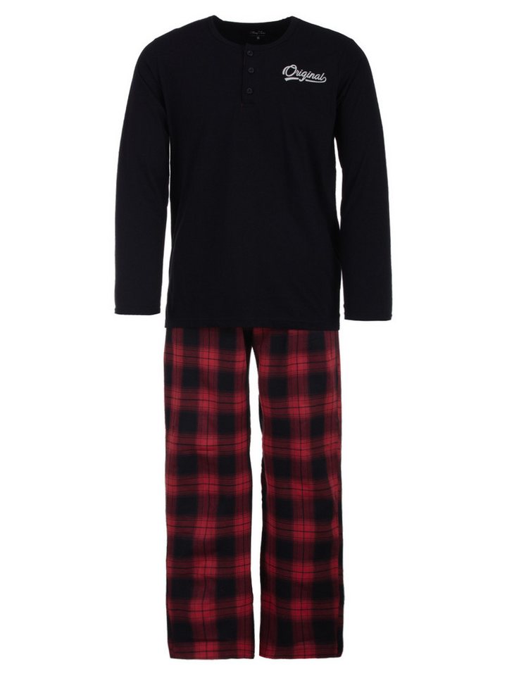 Henry Terre Schlafanzug Pyjama Set Langarm - karierte Hose von Henry Terre