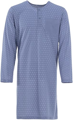 Henry Terre by Lucky Herren Nachthemd Ball Langarm Tasche Knöpfe Rundhals, Farbe:graublau, Größe:L von Henry Terre