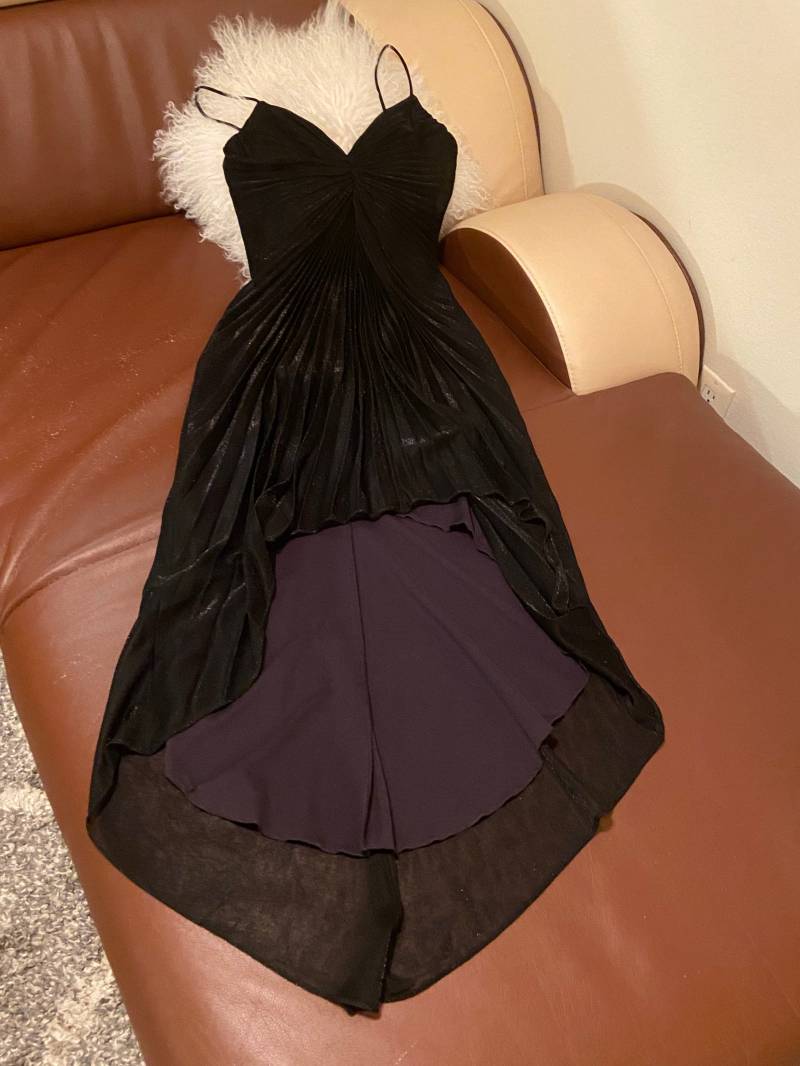 80S/90S Tut 50Er Jahre Vintage Schwarzes Plissee Kleid Kiki Usa Schwarz Pin Up Style Retro Glam Mit Gold Glitzern Größe Small Bis Extra von HenryBurgess