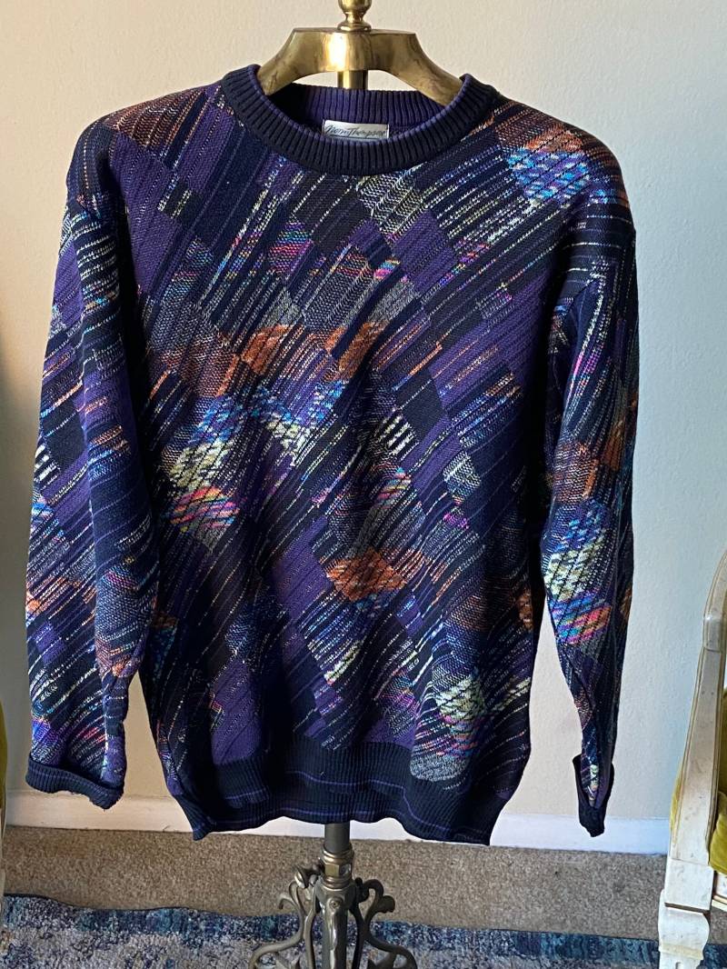 90Er Jahre Vintage Regenbogenfarbener Herren Pullover By Norm Thompson Tundra Gr.m von HenryBurgess