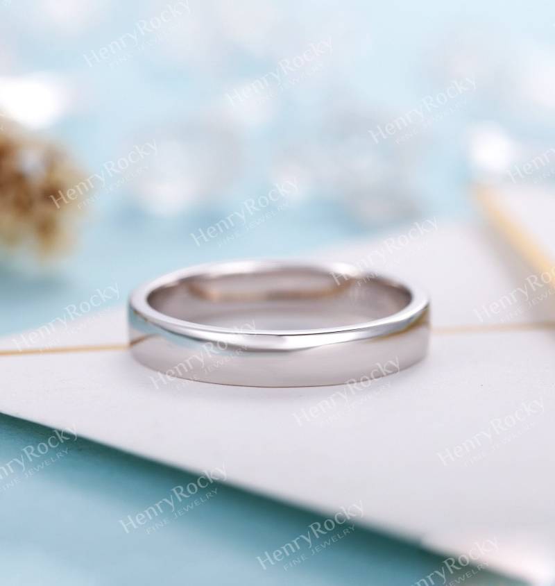 Ehering Schlicht Gold Vintage Herren Weißgold Art-Deco Zierlicher Passend Stapeln Zarter Ring Versprechen Jahrestag von HenryRocky