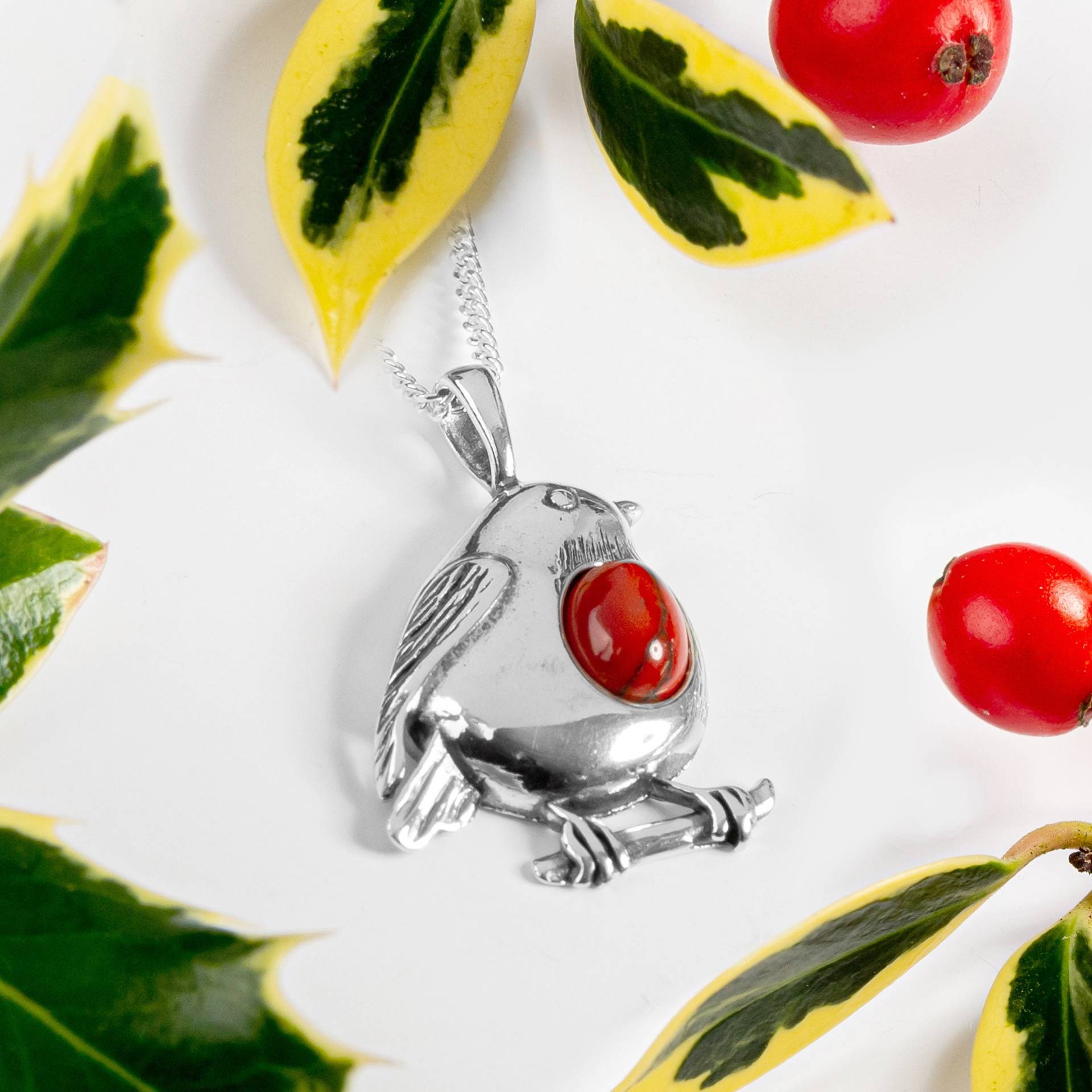 Rotkehlchen, Sterlingsilber, Koralle Vogel Anhänger, Festlicher Schmuck Rotkehlchen, Sterlingsilber, Koralle Vogel Anhänger, Festlicher Schmuck von HenrykaJewellery
