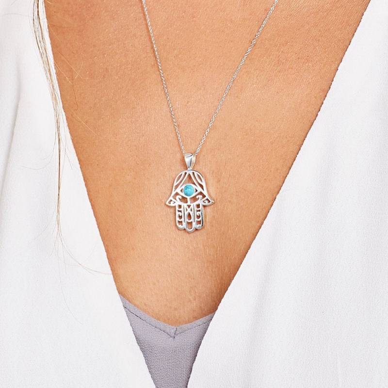 sterling Silber Hamsa Halskette Türkis Meditationsschmuck sterling Silber Hamsa Halskette Türkis Meditationsschmuck von HenrykaJewellery