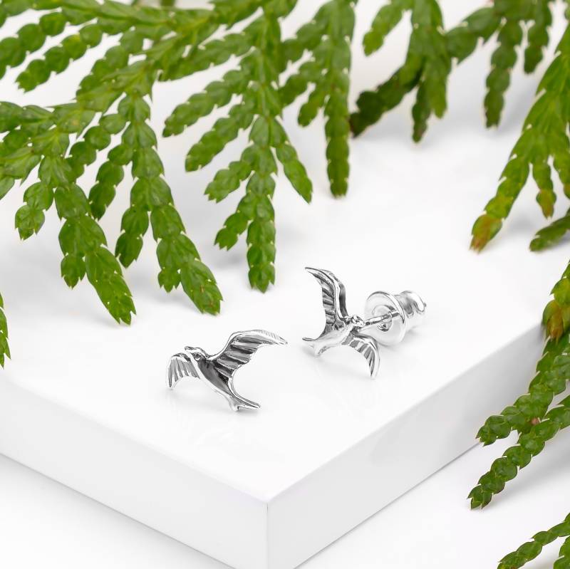sterling Silber Vogel Ohrstecker Kleiner Boho Im Flug sterling Silber Vogel Ohrstecker Kleiner Boho Im Flug von HenrykaJewellery