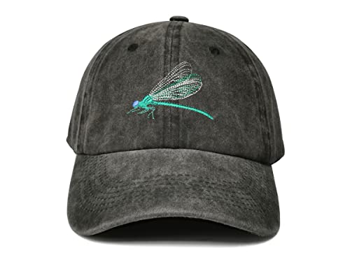 Hepandy Bestickte Baseballmützen für Männer und Frauen, Libelle (verwaschenes Schwarz), Einheitsgröße von Hepandy