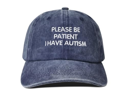Hepandy Bestickte Hüte mit Aufschrift Please Be Patient I Have Autism, Please Be Patient I Have Autism (Marineblau), Einheitsgröße von Hepandy