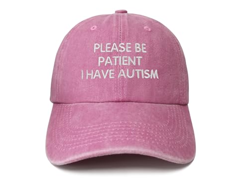 Hepandy Bestickte Hüte mit Aufschrift "Please Be Patient I Have Autism", Please Be Patient I Have Autism (Washed Pink), Einheitsgröße von Hepandy