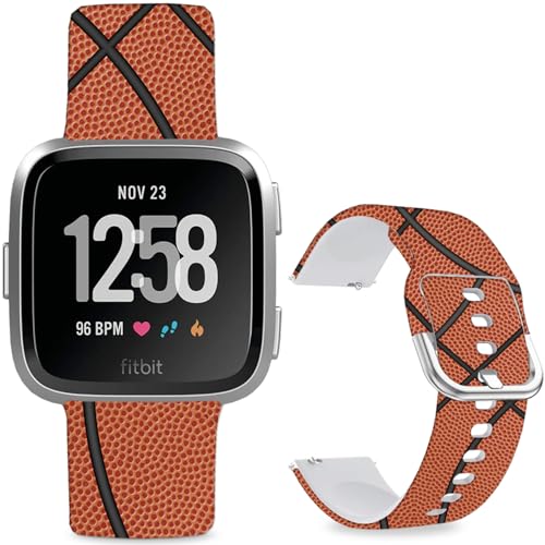 Hepsun Bedruckte Armbänder mit Muster kompatibel mit Fitbit Versa/2, weiches Silikon, kompatibel mit Fitbit Versa Lite/SE für Damen, Herren, Teenager (Basketball) von Hepsun
