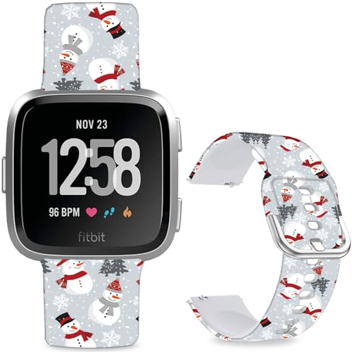 Hepsun Muster bedruckte Armbänder, kompatibel mit Fitbit Versa 2, weiches Silikon, kompatibel mit Fitbit Versa Lite/SE für Damen, Herren, Teenager. (Schneemann) von Hepsun