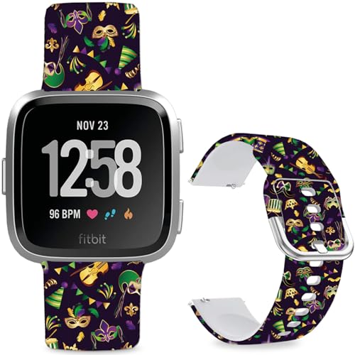 Hepsun Muster bedruckte Armbänder kompatibel mit Fitbit Versa 2, weiche Silikonbänder, kompatibel mit Fitbit Versa Lite/SE für Damen, Herren, Teenager. (Karnevalsmaske Venedig) von Hepsun