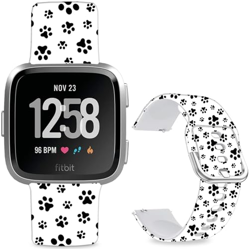 Hepsun Muster bedruckte Armbänder kompatibel mit Fitbit Versa 2, weiches Silikon, kompatibel mit Fitbit Versa Lite/SE für Damen, Herren, Teenager. (Black Cat Claw) von Hepsun