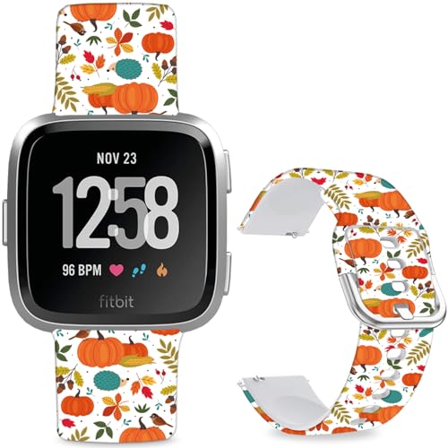Hepsun Muster bedruckte Armbänder kompatibel mit Fitbit Versa 2, weiches Silikon, kompatibel mit Fitbit Versa Lite/SE für Damen, Herren, Teenager. (Thanksgiving Corn) von Hepsun
