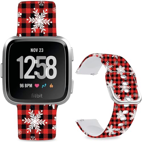 Hepsun Muster bedruckte Armbänder kompatibel mit Fitbit Versa 2, weiches Silikon, kompatibel mit Fitbit Versa Lite/SE für Damen, Herren, Teenager. (Weihnachtsschneeflocken) von Hepsun