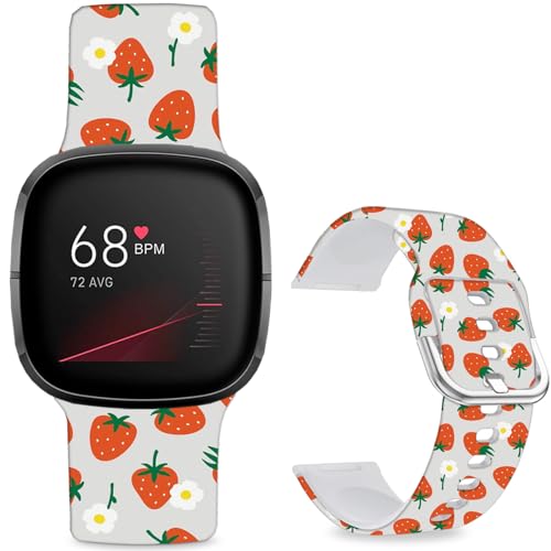 Hepsun Uhrenarmbänder mit Muster bedruckt, kompatibel mit Fitbit 4/3/Fitbit Sense 2/Sense, Sport, weiches Silikon, für Damen, Herren, Teenager, Erdbeere Hepsun Uhrenarmbänder mit Muster bedruckt, kompatibel mit Fitbit 4/3/Fitbit Sense 2/Sense, Sport, weiches Silikon, für Damen, Herren, Teenager, Erdbeere von Hepsun