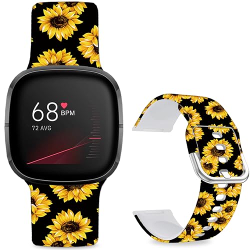 Hepsun Uhrenarmbänder mit Muster bedruckt, kompatibel mit Fitbit 4/3/Fitbit Sense 2/Sense, Sport, weiches Silikon, für Damen, Herren, Teenager, Sonnenblume Hepsun Uhrenarmbänder mit Muster bedruckt, kompatibel mit Fitbit 4/3/Fitbit Sense 2/Sense, Sport, weiches Silikon, für Damen, Herren, Teenager, Sonnenblume von Hepsun