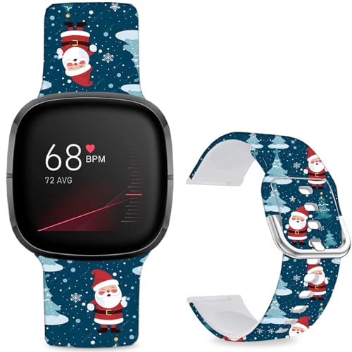 Hepsun Uhrenarmbänder mit Muster bedruckt, kompatibel mit Fitbit 4/3/Fitbit Sense 2/Sense, Sport, weiches Silikon, für Damen, Herren, Teenager (Weihnachtsmann) von Hepsun