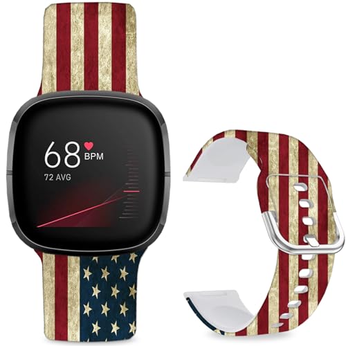 Hepsun Uhrenarmbänder mit Muster bedruckt, kompatibel mit Fitbit 4/3/Fitbit Sense 2/Sense, Sport, weiches Silikon, für Damen, Herren, Teenager. (Bationalflagge) von Hepsun