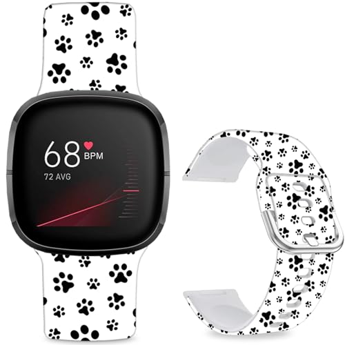 Hepsun Uhrenarmbänder mit Muster bedruckt, kompatibel mit Fitbit 4/3/Fitbit Sense 2/Sense, Sport, weiches Silikon, für Damen, Herren, Teenager. (Schwarze Katzenkralle) von Hepsun