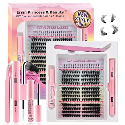 Wimpern Extensions Set 280Pcs Fluffy Falsche Cluster Eyelashes und Clear Band Bottom Lashes Cluster Künstliche Wimpern Mit Bond and Seal und Klebereste Entferner, Pinzette(456K-Kit) von Heracks