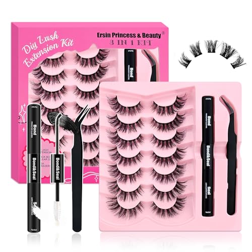 Wimpern Extensions Set 70Pcs Fluffy Künstliche Wimpern Cluster Lashes Extension Set Thick Lash Clusters Wimpern Extensions Mit Bond and Seal und Klebereste Entferner, Pinzette(E14-Kit) von Heracks