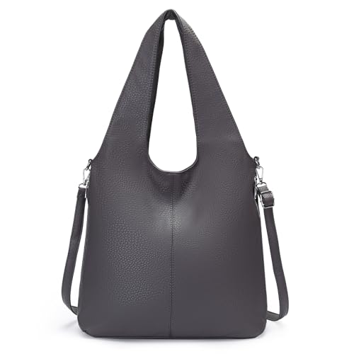 Herald Slouchy Hobo Umhängetasche für Damen, weicher Retro-Stil, Tragegriff oben, Handtasche, mit verstellbarem Riemen, GRAU, Medium von Herald