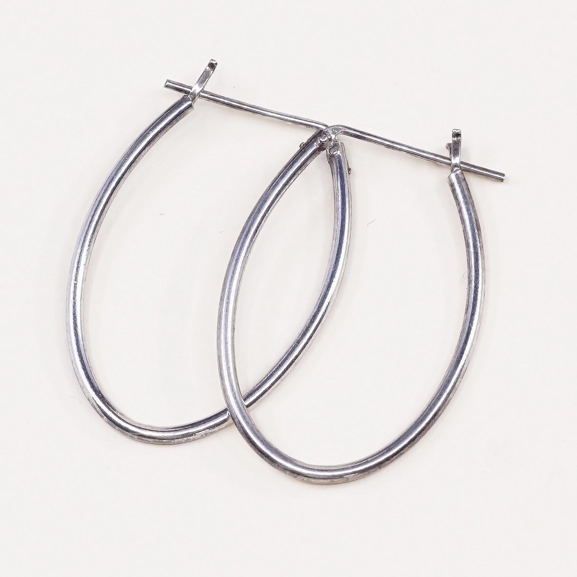 1", Vintage | 000494 Sterling Silber Loop Ohrringe, Mode Minimalistisch Primitive Reifen, Gestempelt 925 von HerasJewel