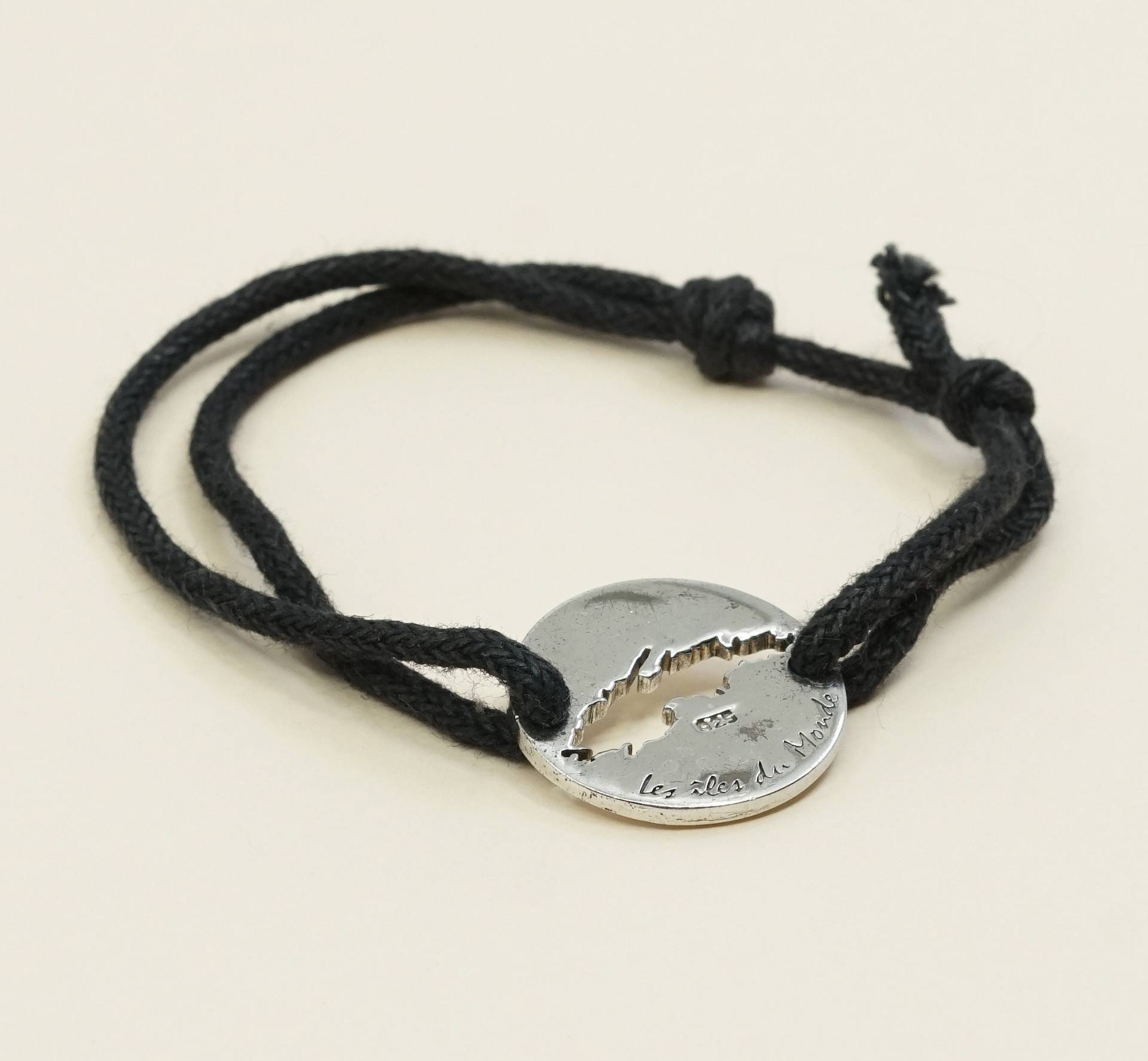 15 cm | 15 cm, Vintage | 030251 Mit Faden, Anhänger Aus 925 Sterlingsilber Ausgestanztem Schriftzug „Iles Du Monde", Gestempelt von HerasJewel