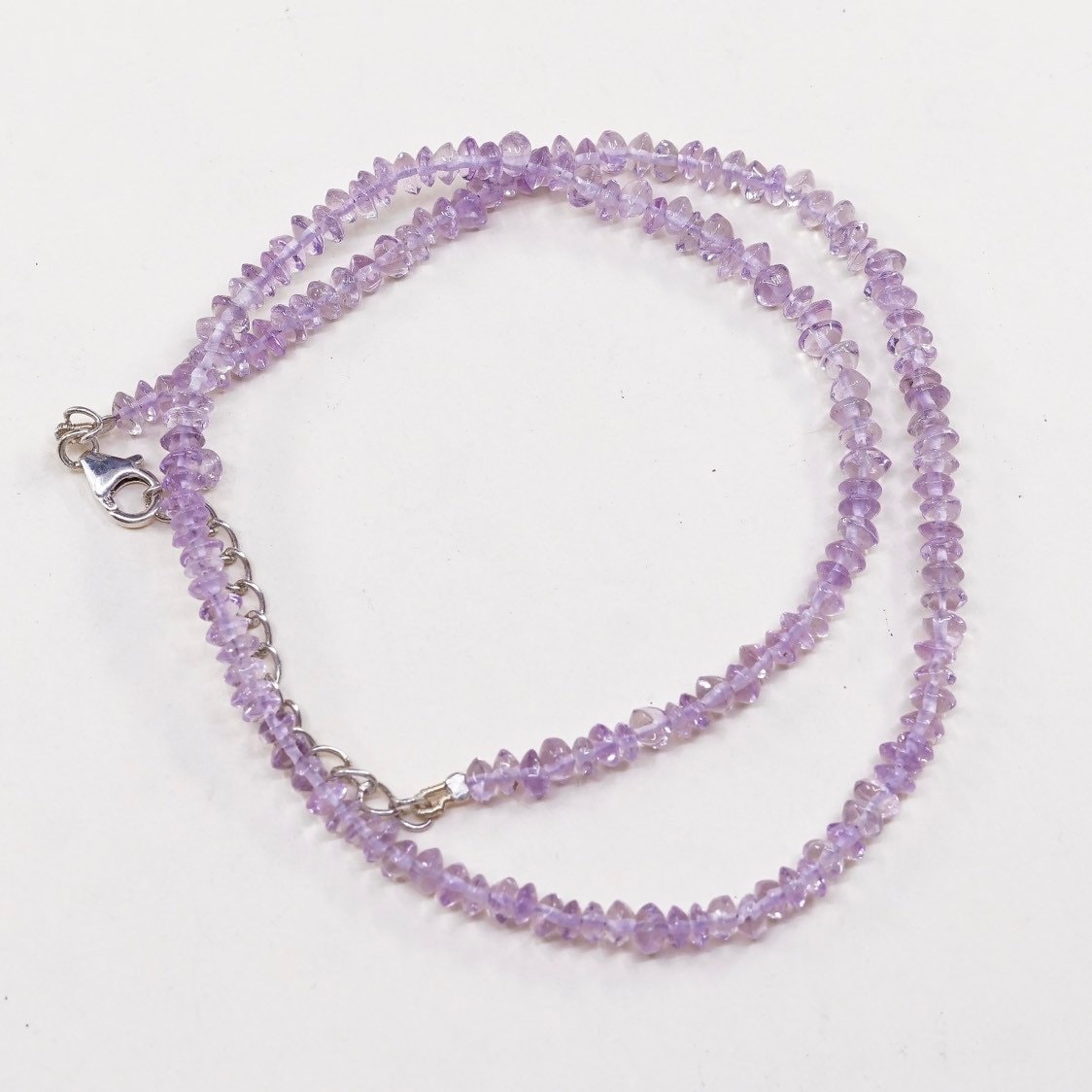 16 "+ 2", Vintage Halskette Aus Sterlingsilber Handgefertigt, Amethystperlen, 925 Gestempelt von HerasJewel