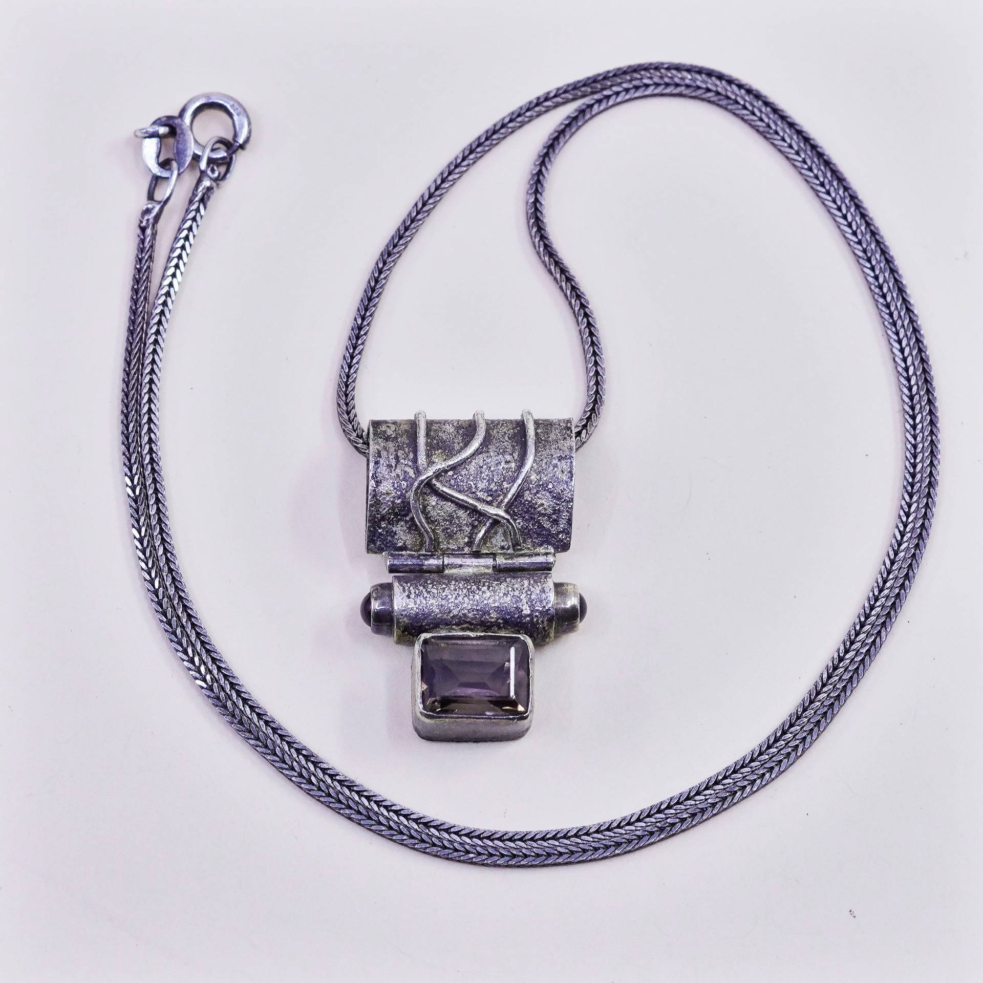 16", 2mm, Handgefertigte Sterling Silberkette, Flache 925 Silber Gliederkette Mit Handgefertigtem Anhänger Citrin, Gestempelt von HerasJewel