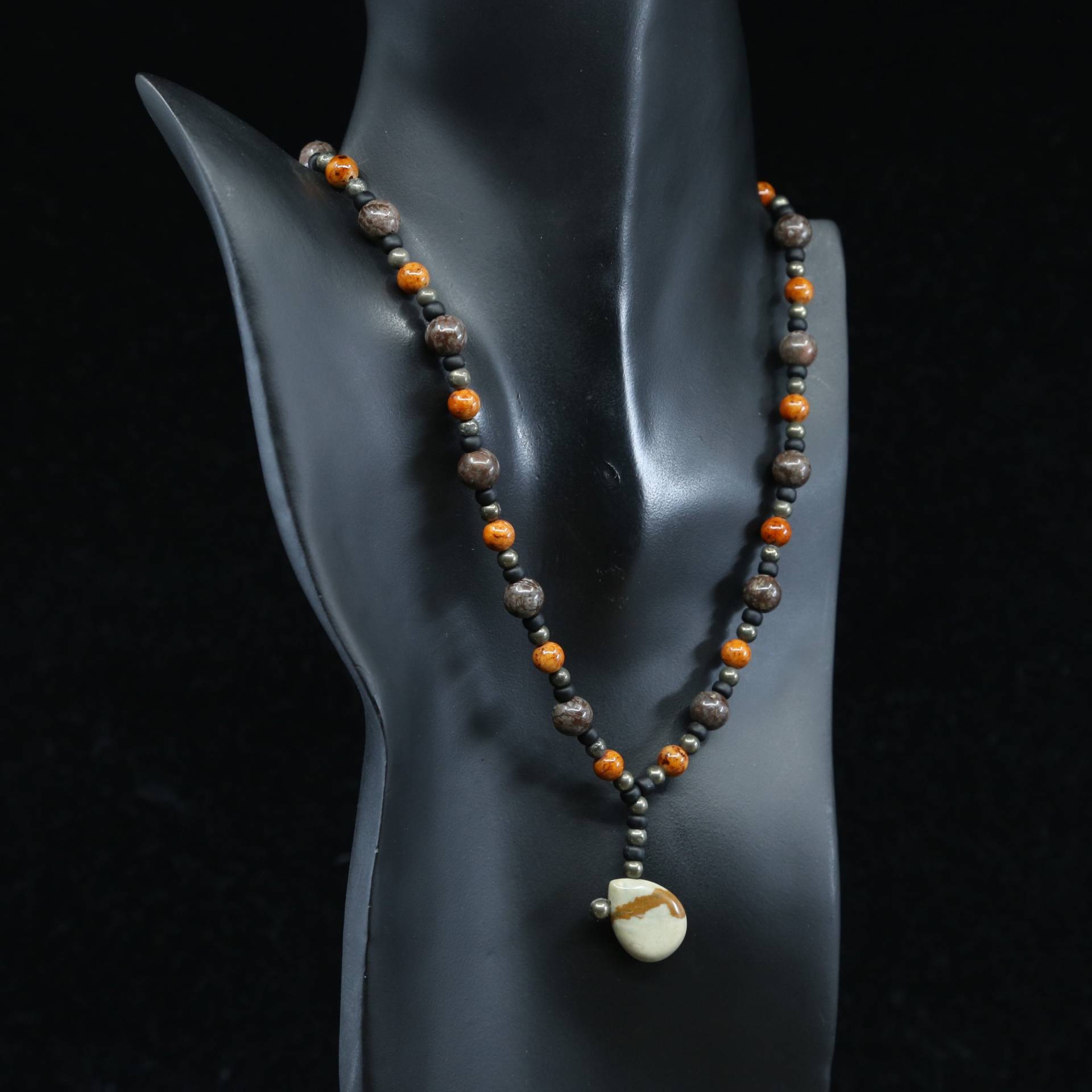 16", Vintage Handgemachte Sterling Silber Halskette, Massiver 925 Verschluss Mit Weißem Kristall Und Landschaft Anhänger, Gestempelt von HerasJewel