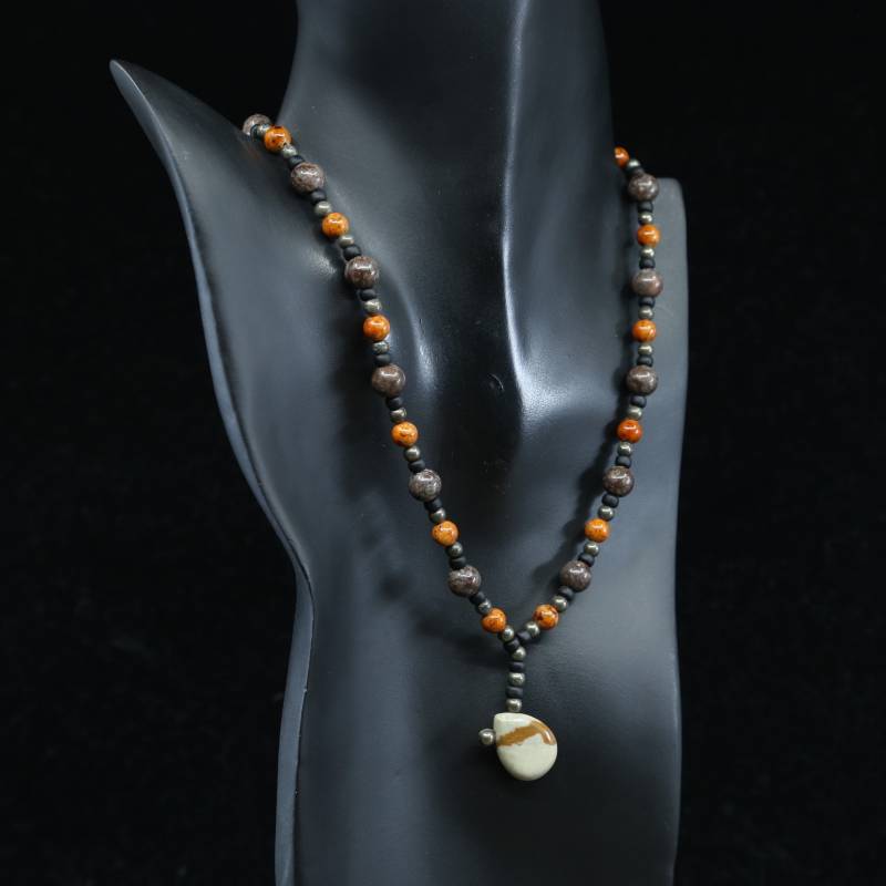 16", Vintage Handgemachte Sterling Silber Halskette, Massiver 925 Verschluss Mit Weißem Kristall Und Landschaft Anhänger, Gestempelt von HerasJewel