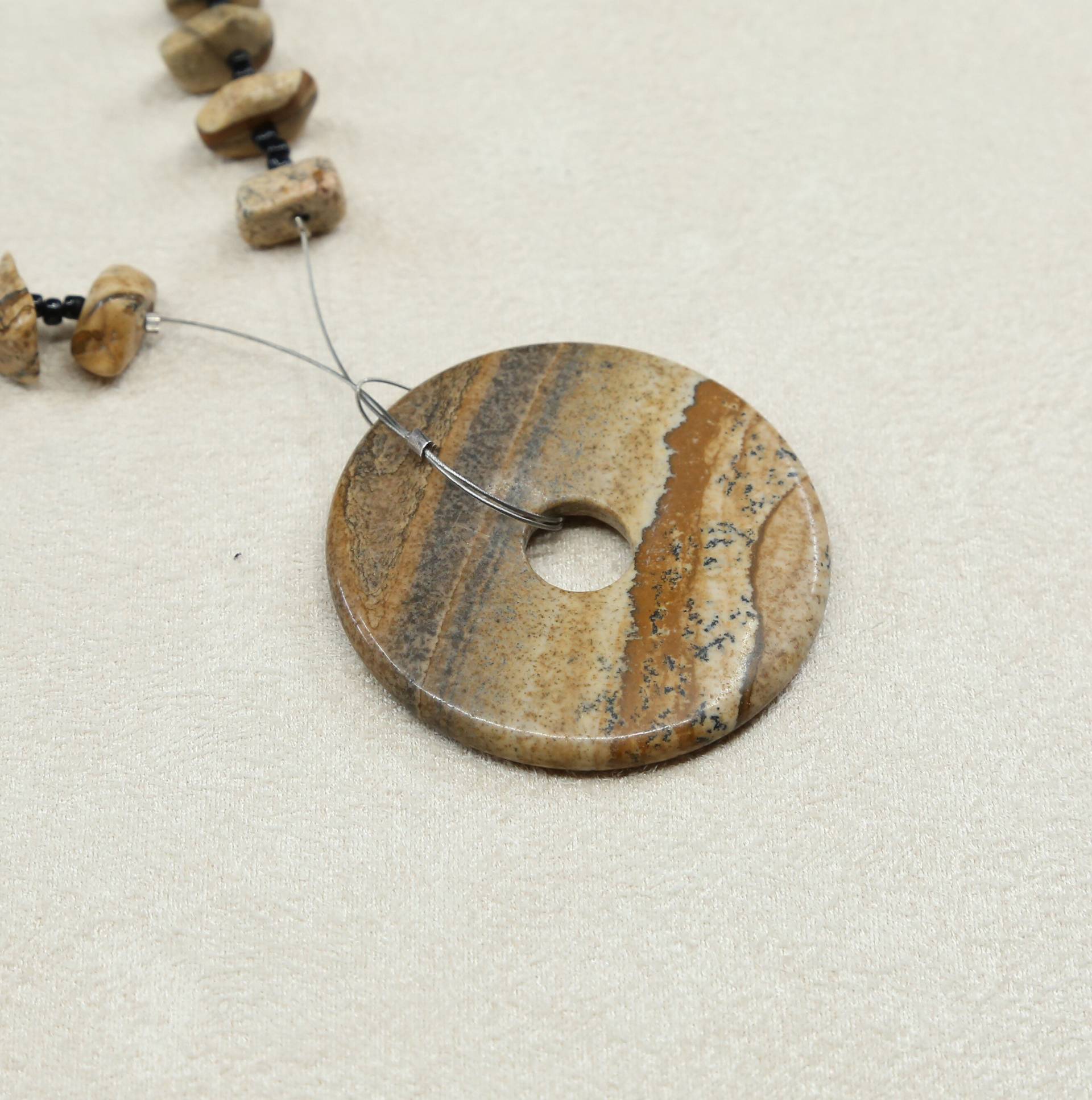 18", Vintage Jaspis Perlen Halskette Mit 925 Silber Verschluss, Gestempelt von HerasJewel